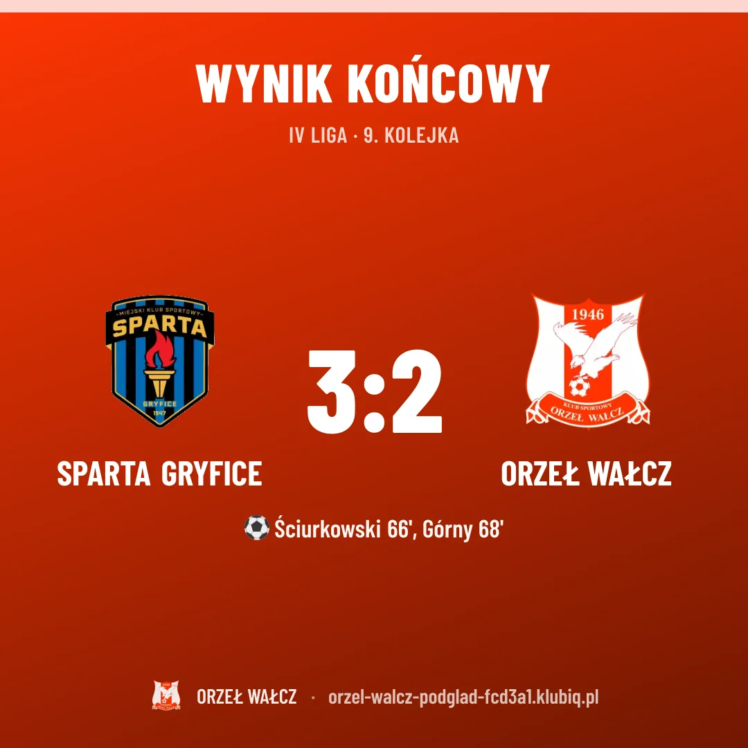 Sparta Gryfice 3:2 Orzeł Wałcz